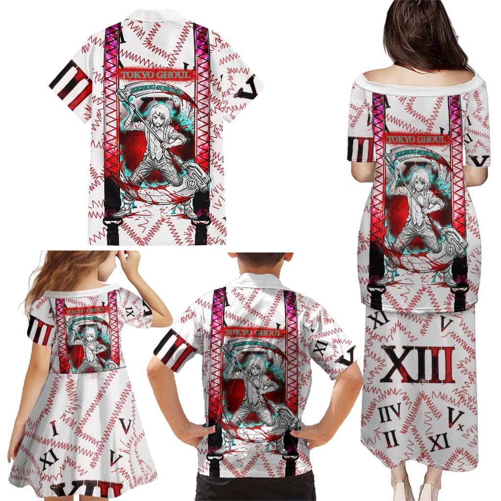 Juuzou Suzuya Tokyo Ghoul Family Matching Puletasi and Hawaiian Shirt Grunge Anime Style with Roman Numeral Motif