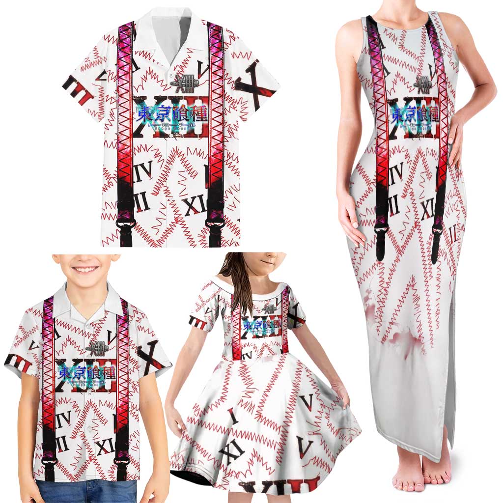 Juuzou Suzuya Tokyo Ghoul Family Matching Tank Maxi Dress and Hawaiian Shirt Grunge Anime Style with Roman Numeral Motif