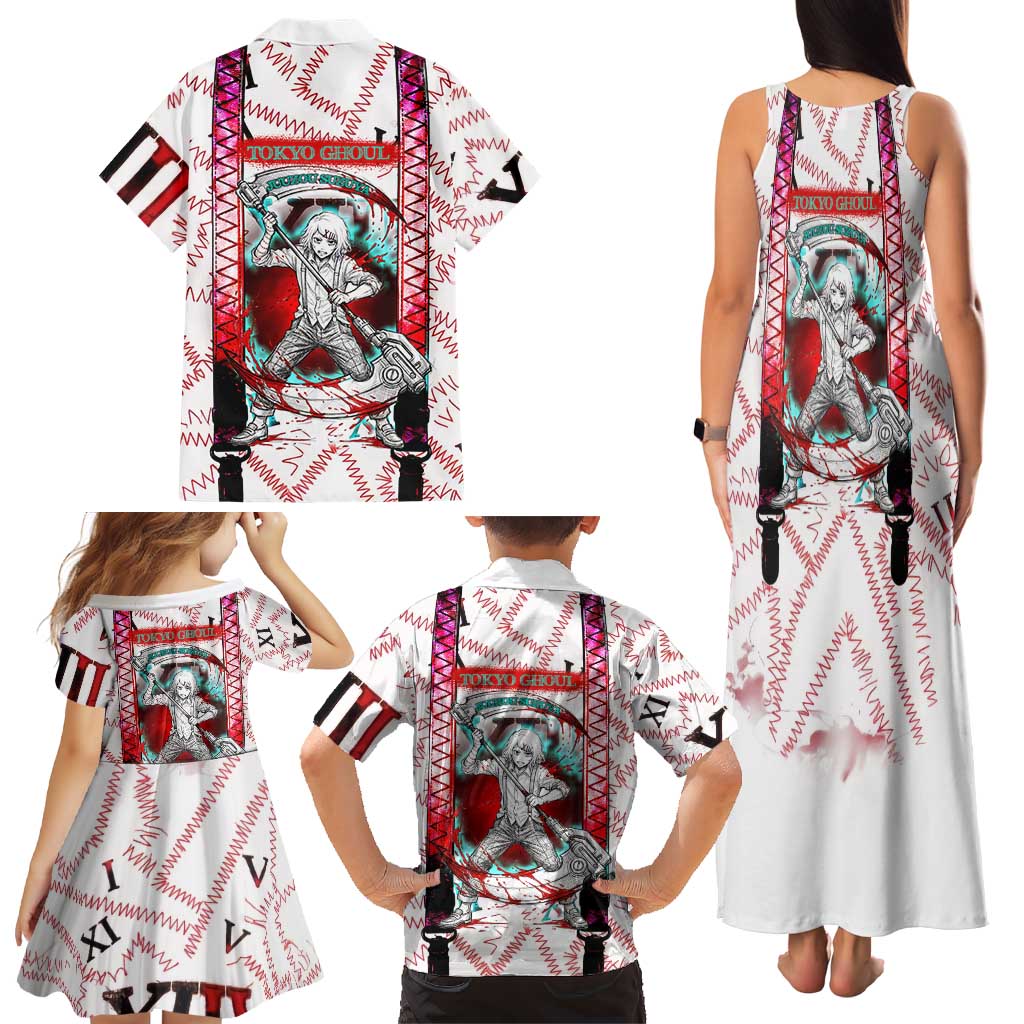 Juuzou Suzuya Tokyo Ghoul Family Matching Tank Maxi Dress and Hawaiian Shirt Grunge Anime Style with Roman Numeral Motif