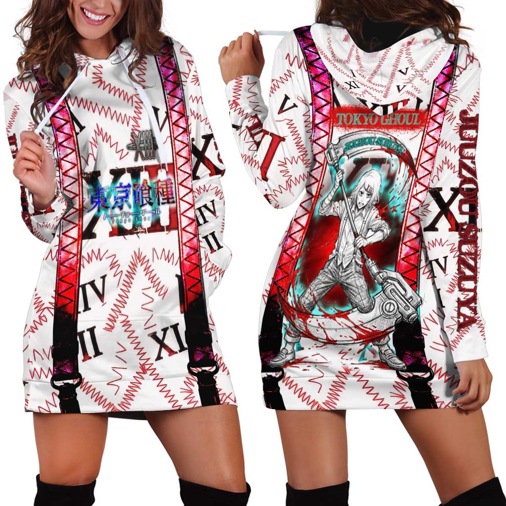 Juuzou Suzuya Tokyo Ghoul Hoodie Dress Grunge Anime Style with Roman Numeral Motif