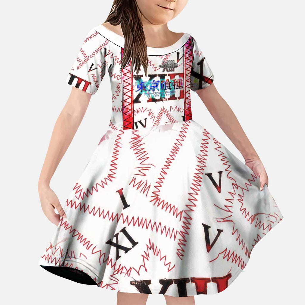 Juuzou Suzuya Tokyo Ghoul Kid Short Sleeve Dress Grunge Anime Style with Roman Numeral Motif