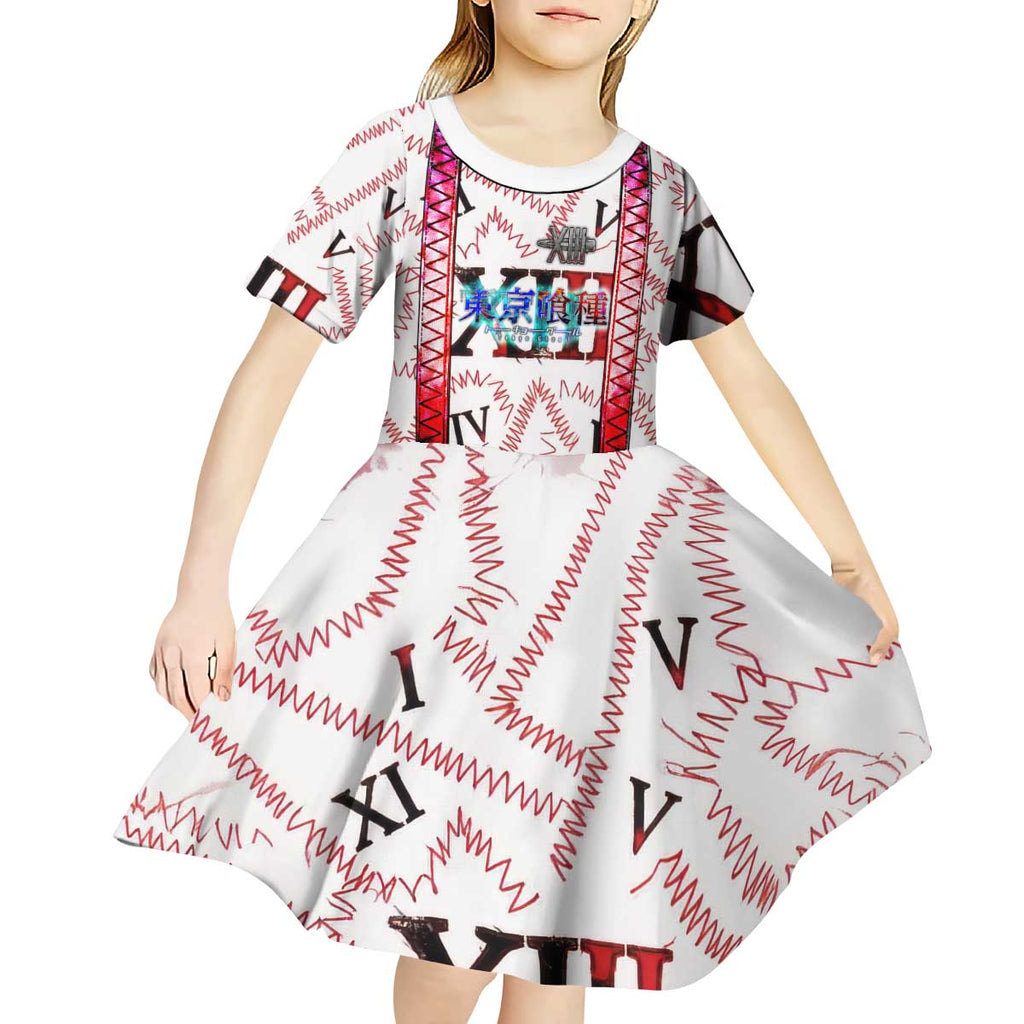 Juuzou Suzuya Tokyo Ghoul Kid Short Sleeve Dress Grunge Anime Style with Roman Numeral Motif