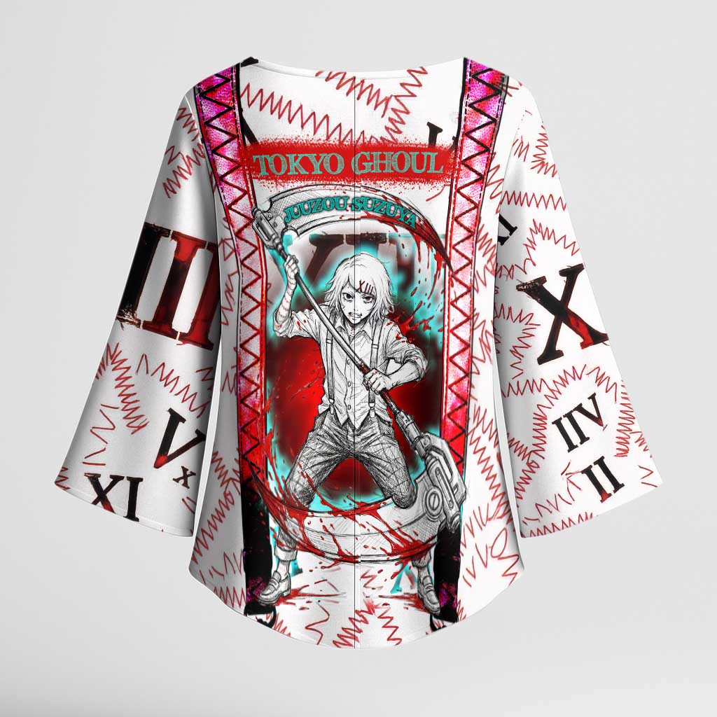 Juuzou Suzuya Tokyo Ghoul Kimono Sleeve Blouse Grunge Anime Style with Roman Numeral Motif