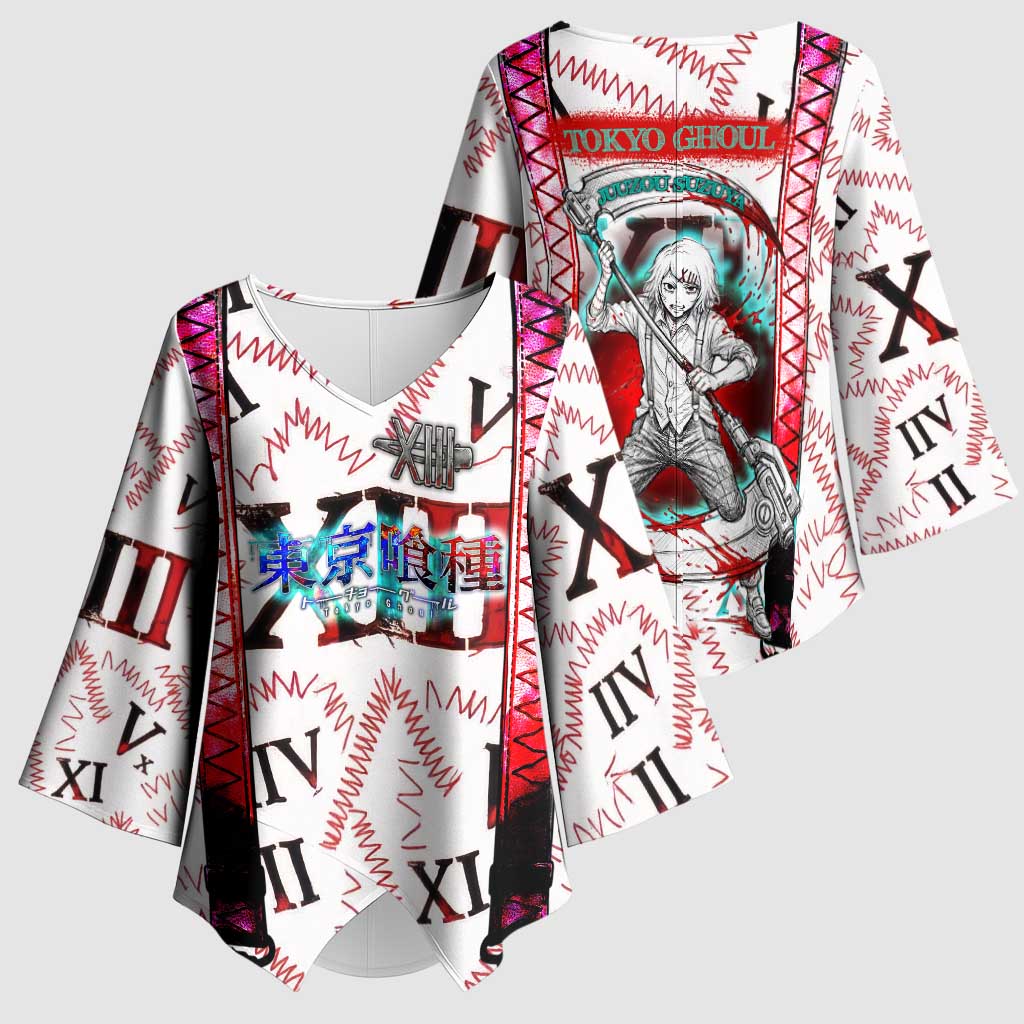 Juuzou Suzuya Tokyo Ghoul Kimono Sleeve Blouse Grunge Anime Style with Roman Numeral Motif