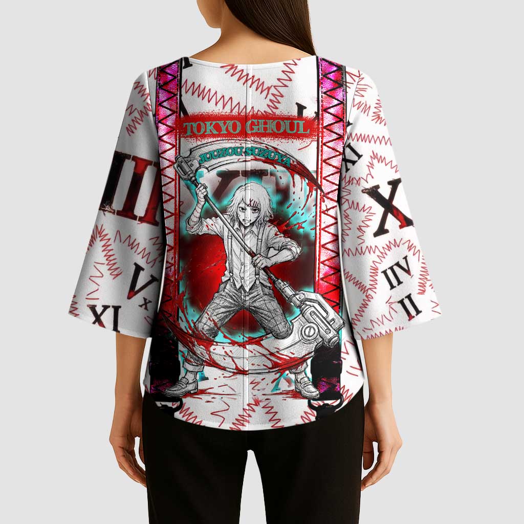 Juuzou Suzuya Tokyo Ghoul Kimono Sleeve Blouse Grunge Anime Style with Roman Numeral Motif