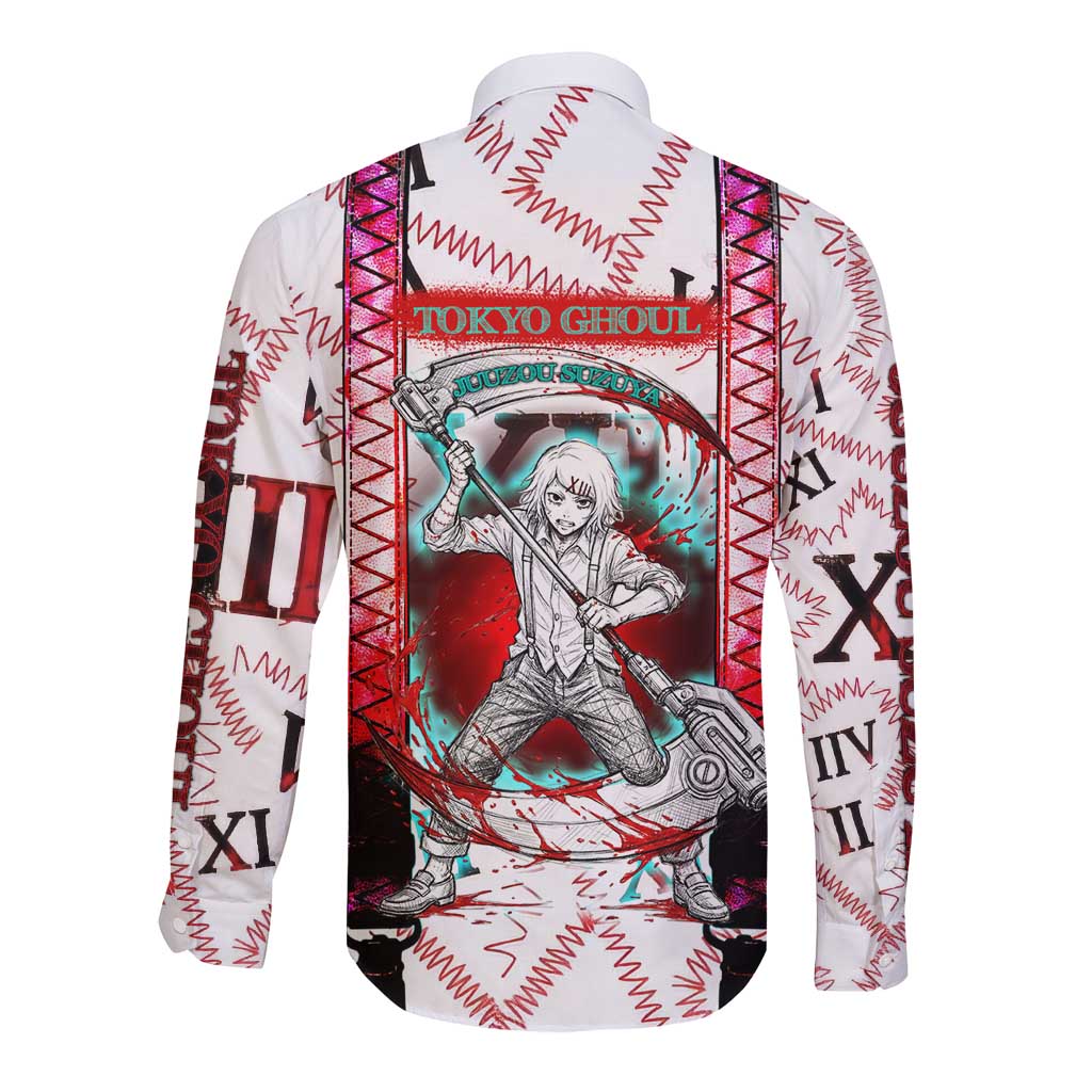 Juuzou Suzuya Tokyo Ghoul Long Sleeve Button Shirt Grunge Anime Style with Roman Numeral Motif