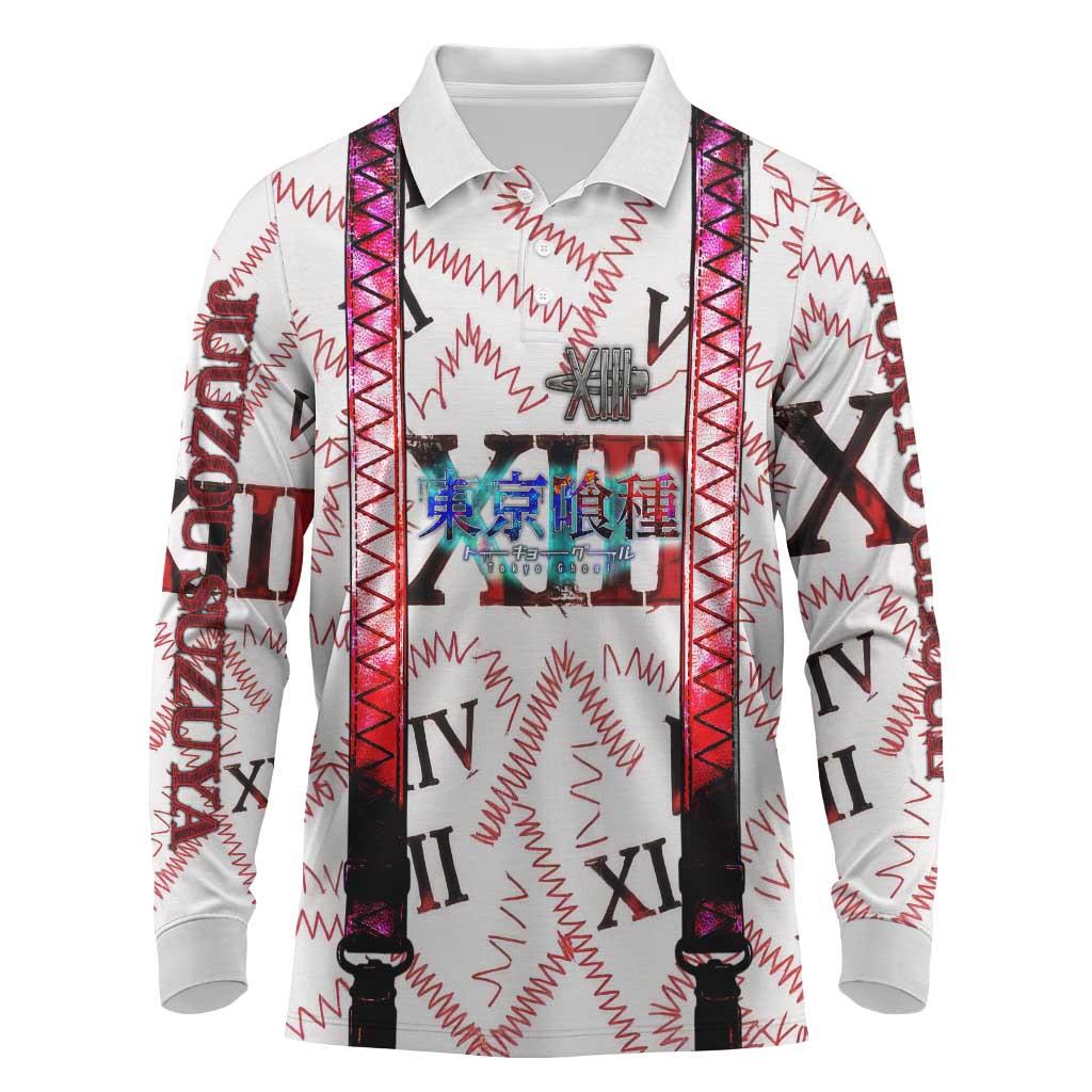 Juuzou Suzuya Tokyo Ghoul Long Sleeve Polo Shirt Grunge Anime Style with Roman Numeral Motif