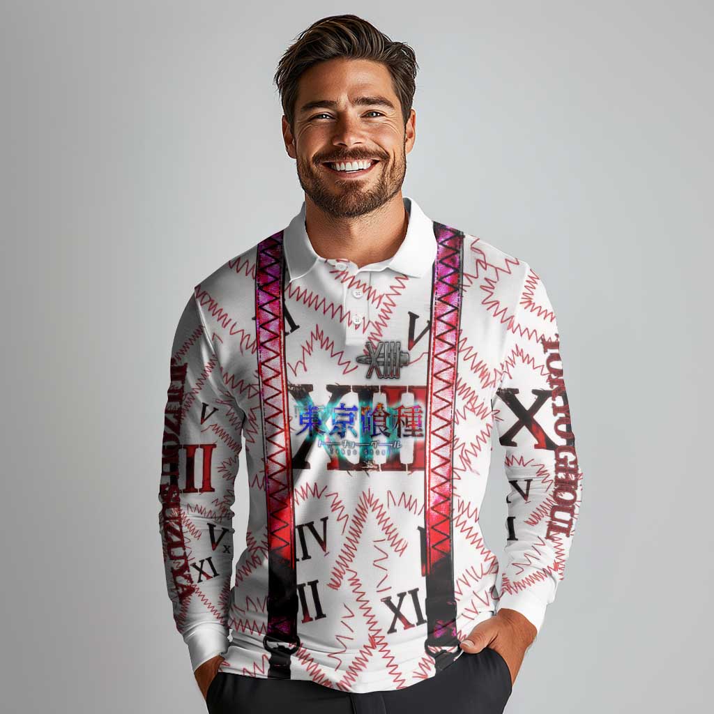 Juuzou Suzuya Tokyo Ghoul Long Sleeve Polo Shirt Grunge Anime Style with Roman Numeral Motif