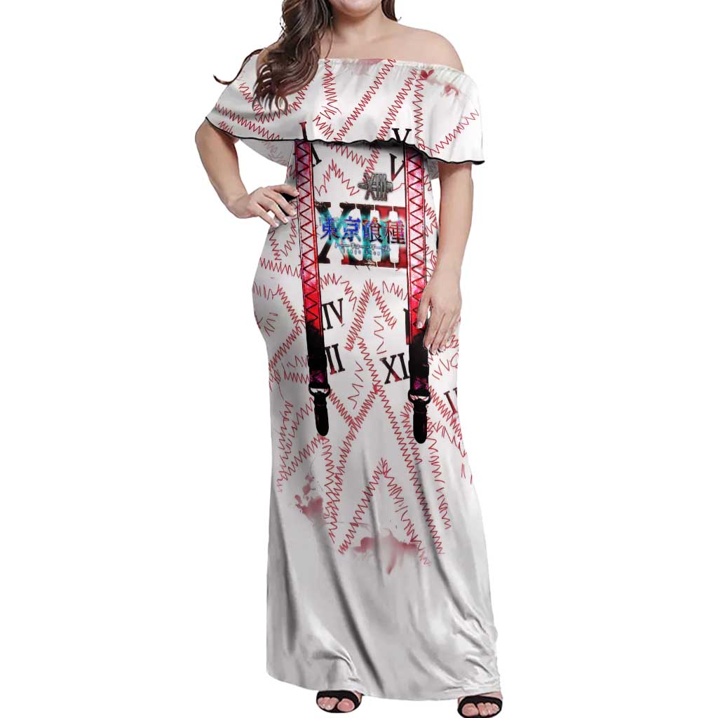 Juuzou Suzuya Tokyo Ghoul Off Shoulder Maxi Dress Grunge Anime Style with Roman Numeral Motif