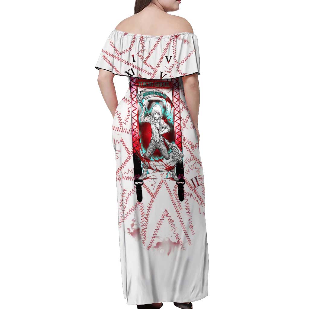 Juuzou Suzuya Tokyo Ghoul Off Shoulder Maxi Dress Grunge Anime Style with Roman Numeral Motif
