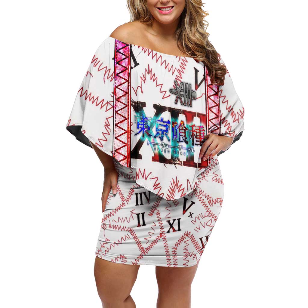 Juuzou Suzuya Tokyo Ghoul Off Shoulder Short Dress Grunge Anime Style with Roman Numeral Motif