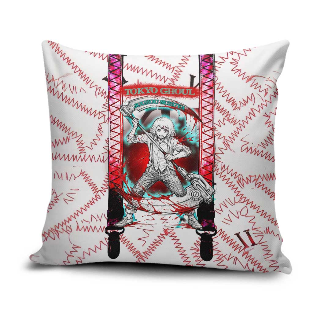 Juuzou Suzuya Tokyo Ghoul Pillow Cover Grunge Anime Style with Roman Numeral Motif