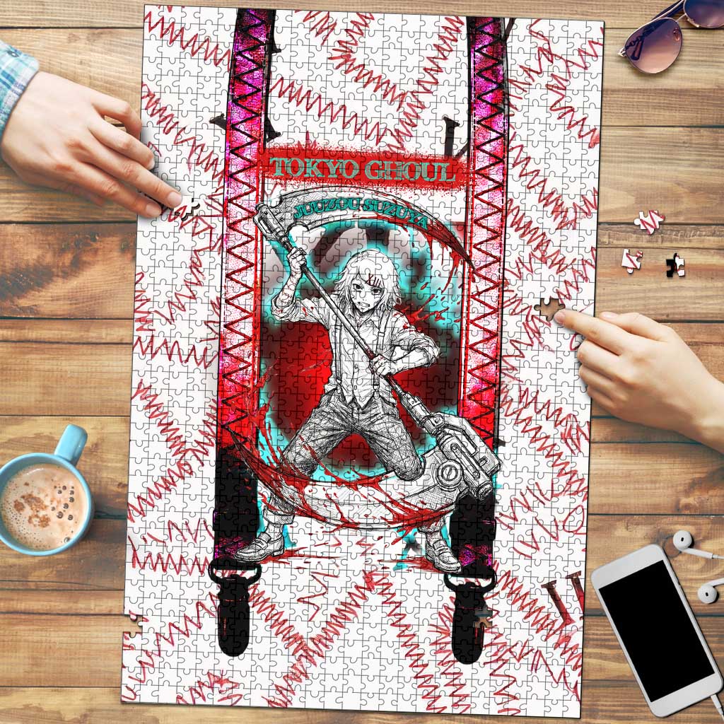 Juuzou Suzuya Tokyo Ghoul Puzzle Grunge Anime Style with Roman Numeral Motif