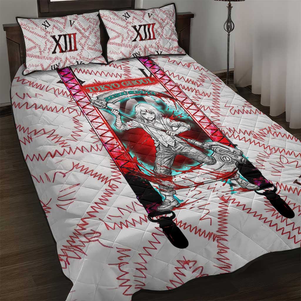 Juuzou Suzuya Tokyo Ghoul Quilt Bed Set Grunge Anime Style with Roman Numeral Motif
