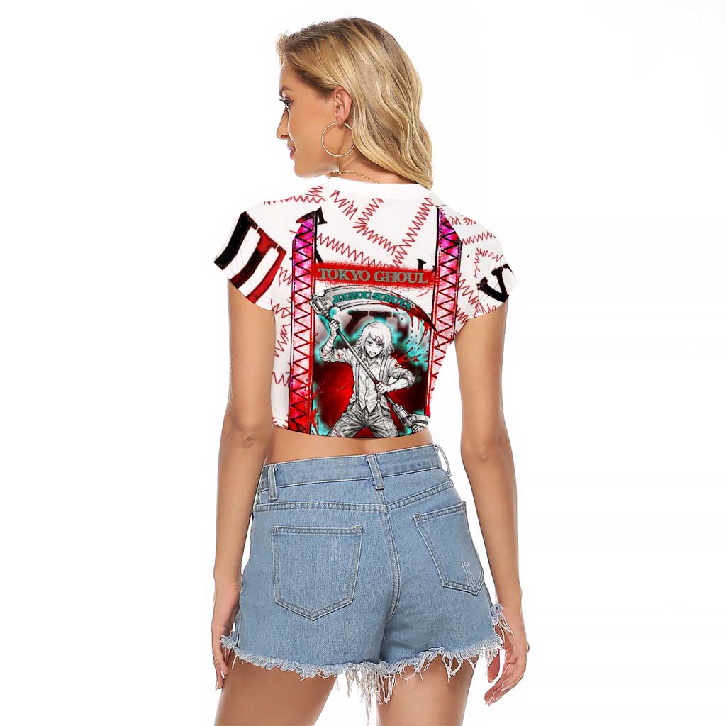 Juuzou Suzuya Tokyo Ghoul Raglan Cropped T Shirt Grunge Anime Style with Roman Numeral Motif