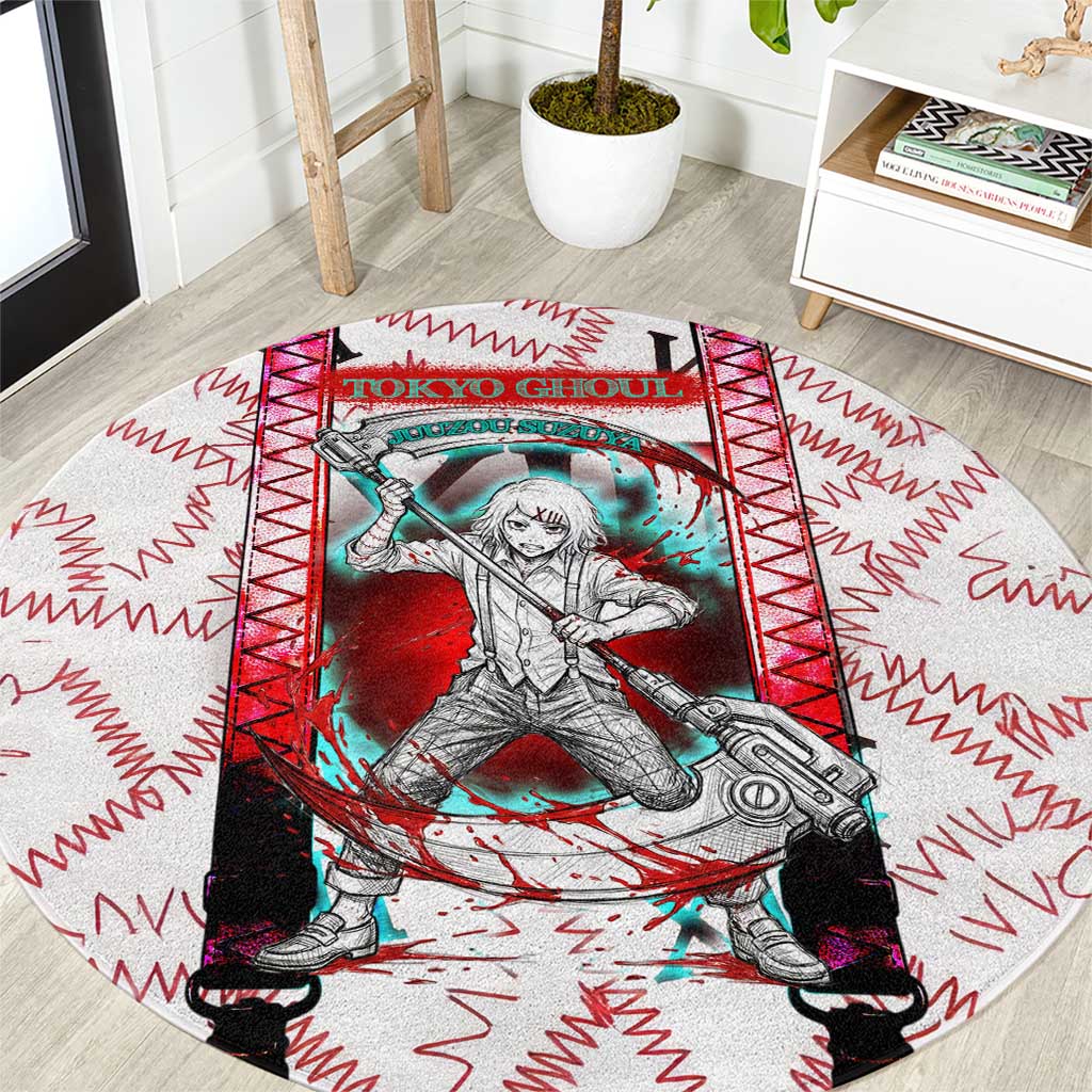 Juuzou Suzuya Tokyo Ghoul Round Carpet Grunge Anime Style with Roman Numeral Motif