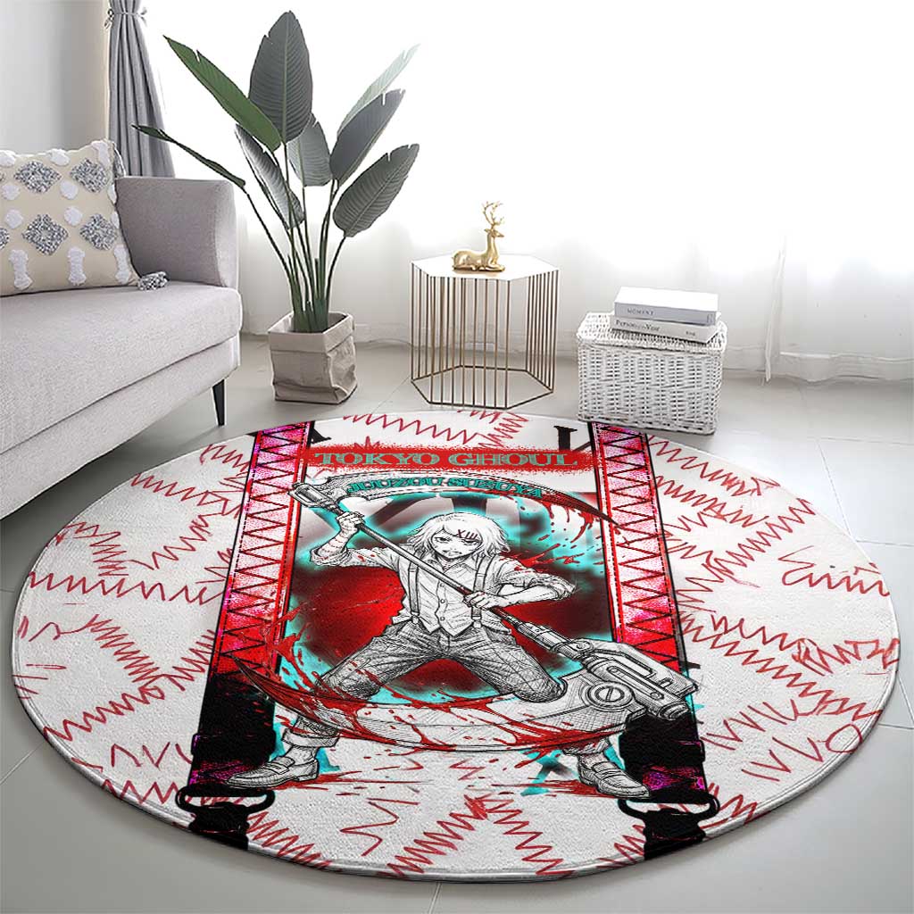Juuzou Suzuya Tokyo Ghoul Round Carpet Grunge Anime Style with Roman Numeral Motif
