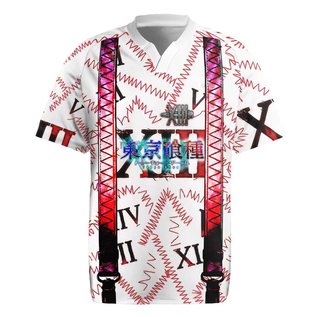 Juuzou Suzuya Tokyo Ghoul Rugby Jersey Grunge Anime Style with Roman Numeral Motif