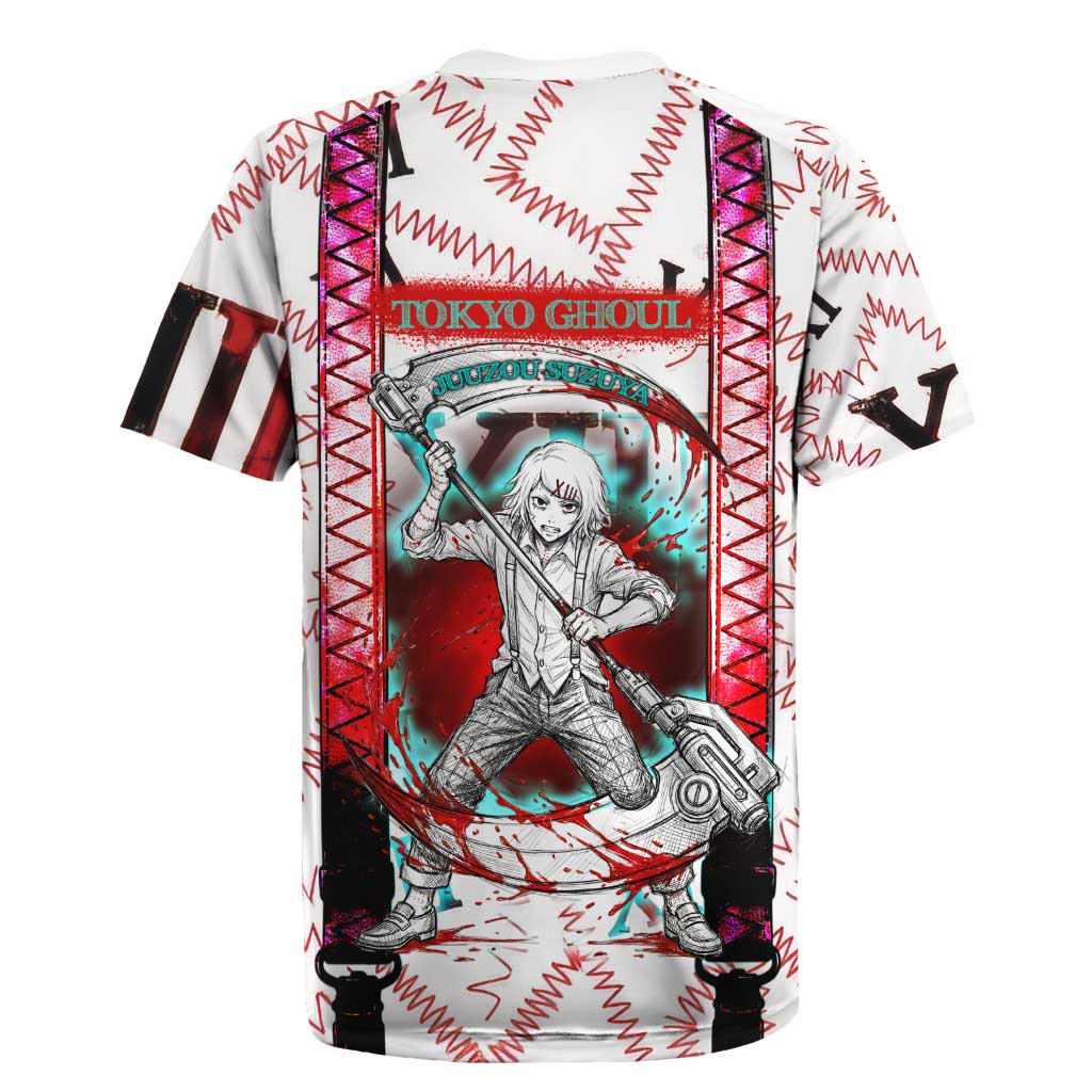 Juuzou Suzuya Tokyo Ghoul Rugby Jersey Grunge Anime Style with Roman Numeral Motif