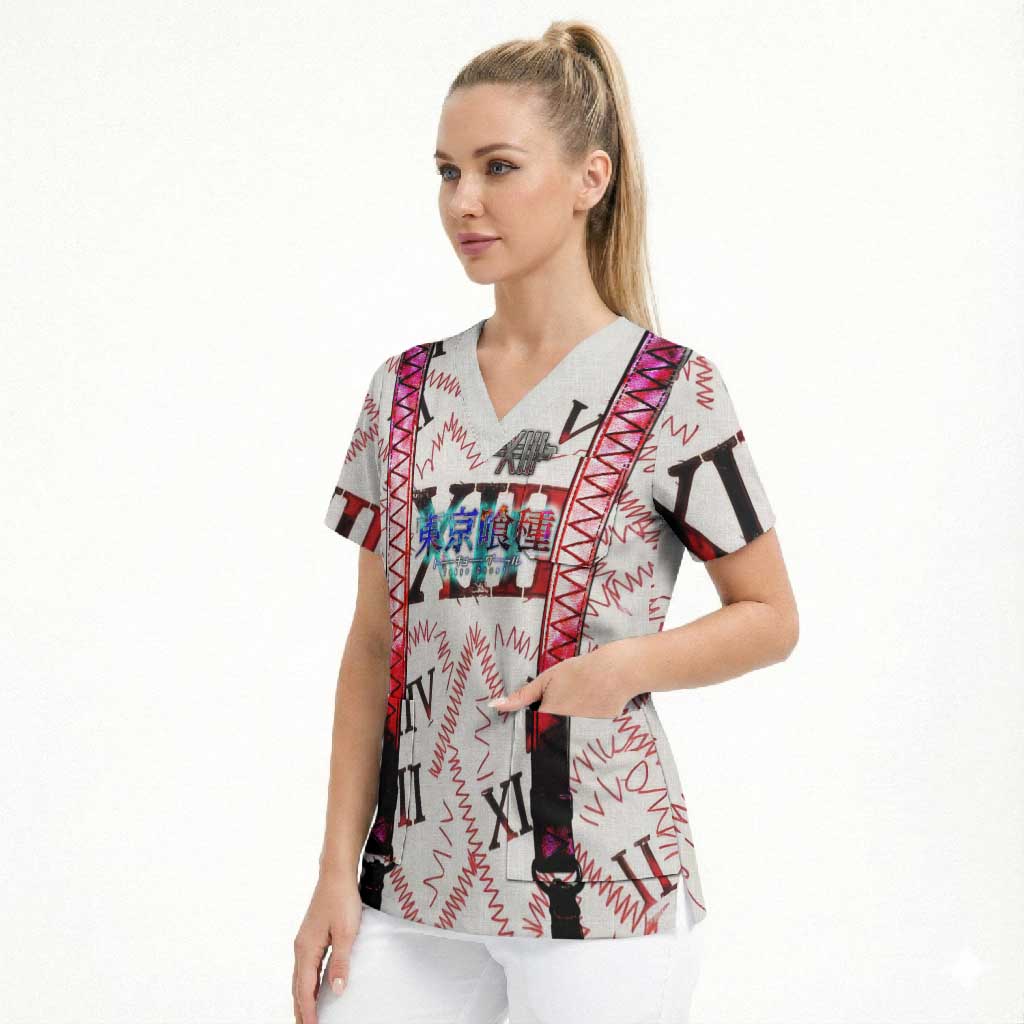 Juuzou Suzuya Tokyo Ghoul Scrub Top Grunge Anime Style with Roman Numeral Motif