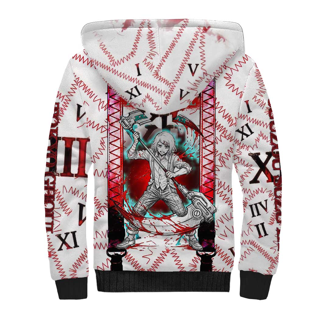 Juuzou Suzuya Tokyo Ghoul Sherpa Hoodie Grunge Anime Style with Roman Numeral Motif