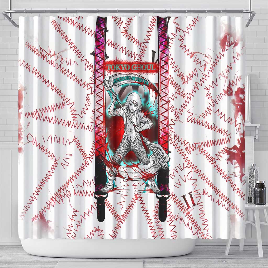 Juuzou Suzuya Tokyo Ghoul Shower Curtain Grunge Anime Style with Roman Numeral Motif