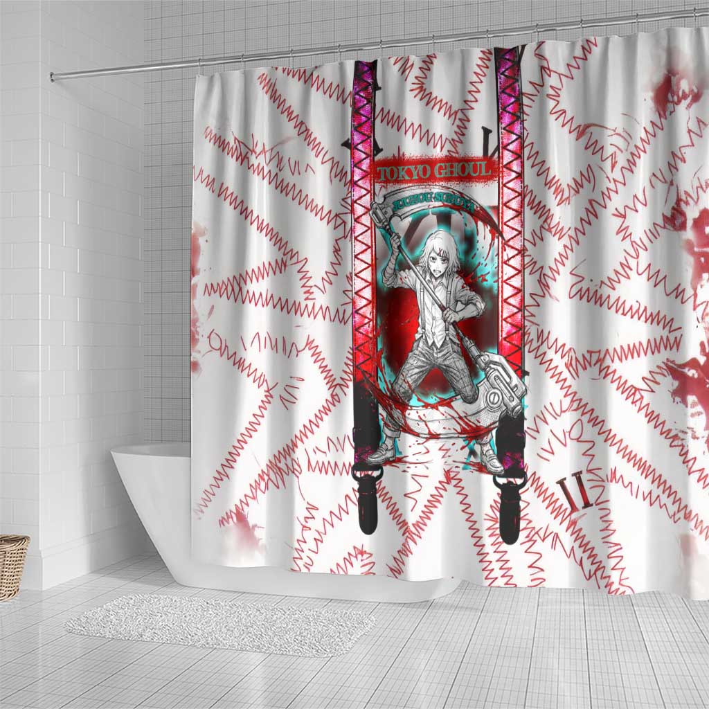 Juuzou Suzuya Tokyo Ghoul Shower Curtain Grunge Anime Style with Roman Numeral Motif