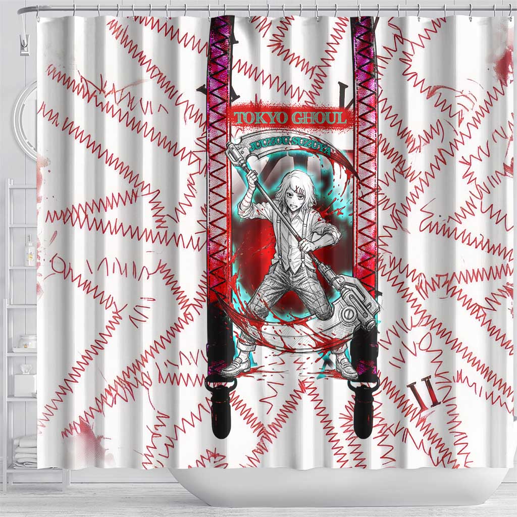 Juuzou Suzuya Tokyo Ghoul Shower Curtain Grunge Anime Style with Roman Numeral Motif
