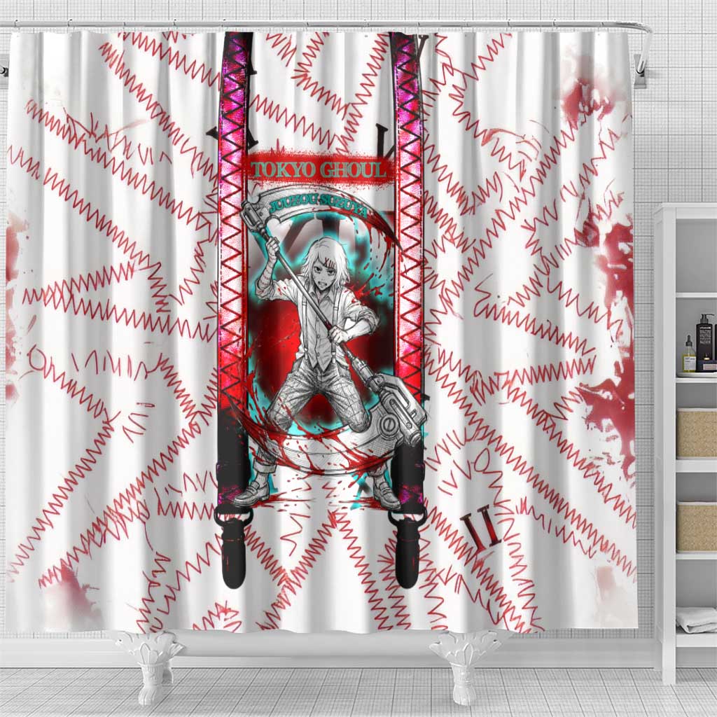 Juuzou Suzuya Tokyo Ghoul Shower Curtain Grunge Anime Style with Roman Numeral Motif