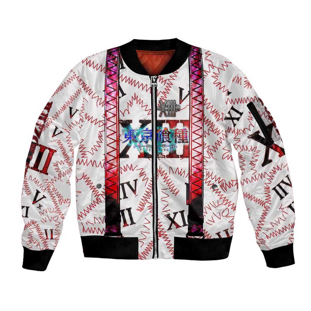Juuzou Suzuya Tokyo Ghoul Sleeve Zip Bomber Jacket Grunge Anime Style with Roman Numeral Motif