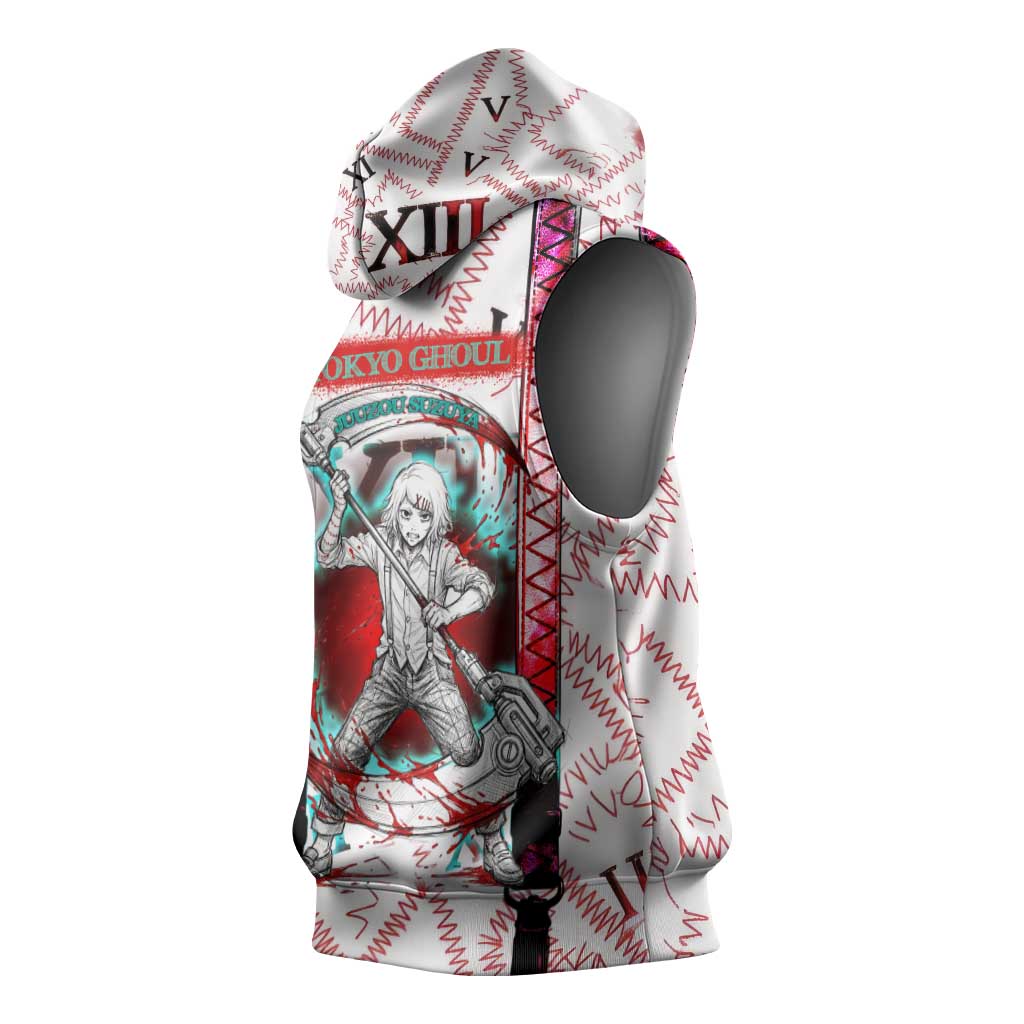 Juuzou Suzuya Tokyo Ghoul Sleeveless Hoodie Grunge Anime Style with Roman Numeral Motif