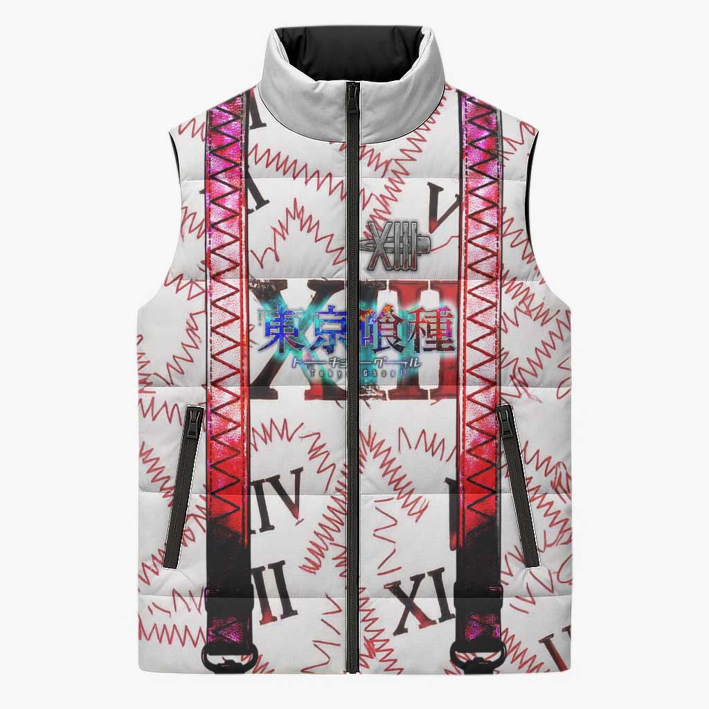 Juuzou Suzuya Tokyo Ghoul Sleeveless Puffer Jacket Grunge Anime Style with Roman Numeral Motif