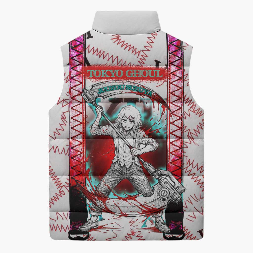 Juuzou Suzuya Tokyo Ghoul Sleeveless Puffer Jacket Grunge Anime Style with Roman Numeral Motif