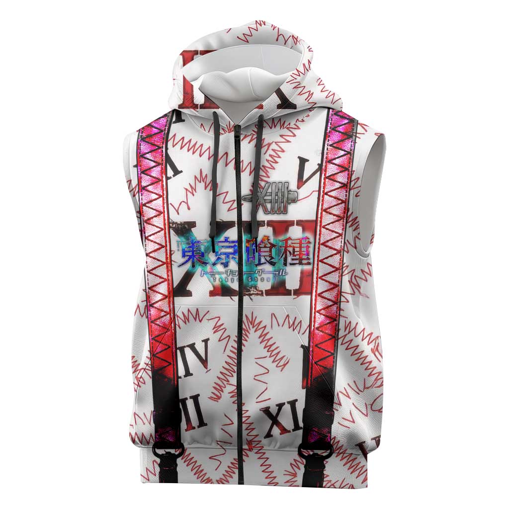Juuzou Suzuya Tokyo Ghoul Sleeveless Zip Hoodie Grunge Anime Style with Roman Numeral Motif
