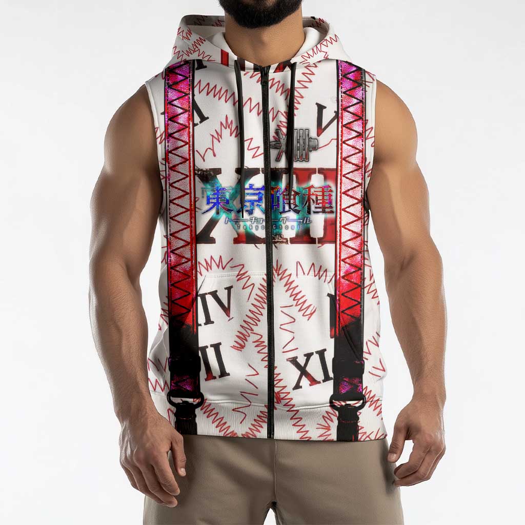 Juuzou Suzuya Tokyo Ghoul Sleeveless Zip Hoodie Grunge Anime Style with Roman Numeral Motif