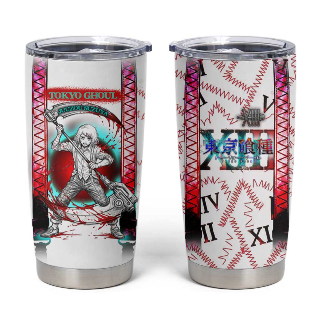 Juuzou Suzuya Tokyo Ghoul Tumbler Cup Grunge Anime Style with Roman Numeral Motif