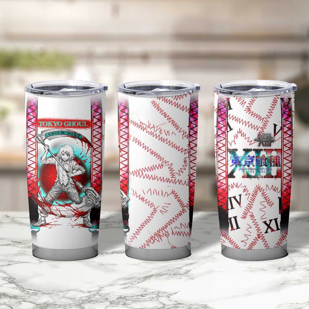 Juuzou Suzuya Tokyo Ghoul Tumbler Cup Grunge Anime Style with Roman Numeral Motif