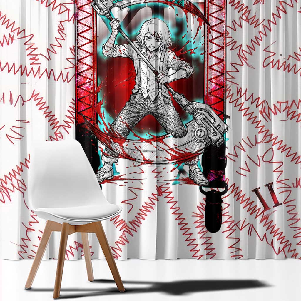 Juuzou Suzuya Tokyo Ghoul Window Curtain Grunge Anime Style with Roman Numeral Motif