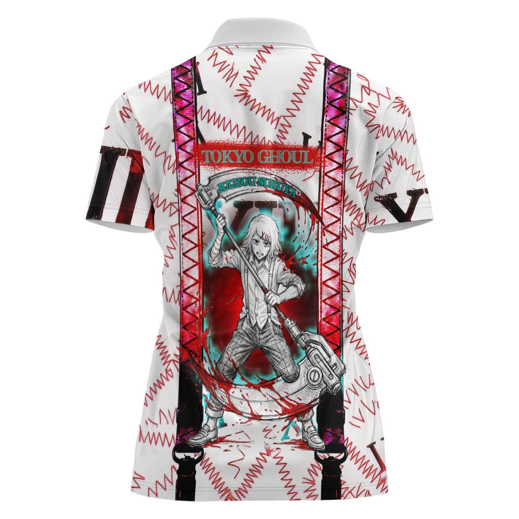Juuzou Suzuya Tokyo Ghoul Women Polo Shirt Grunge Anime Style with Roman Numeral Motif