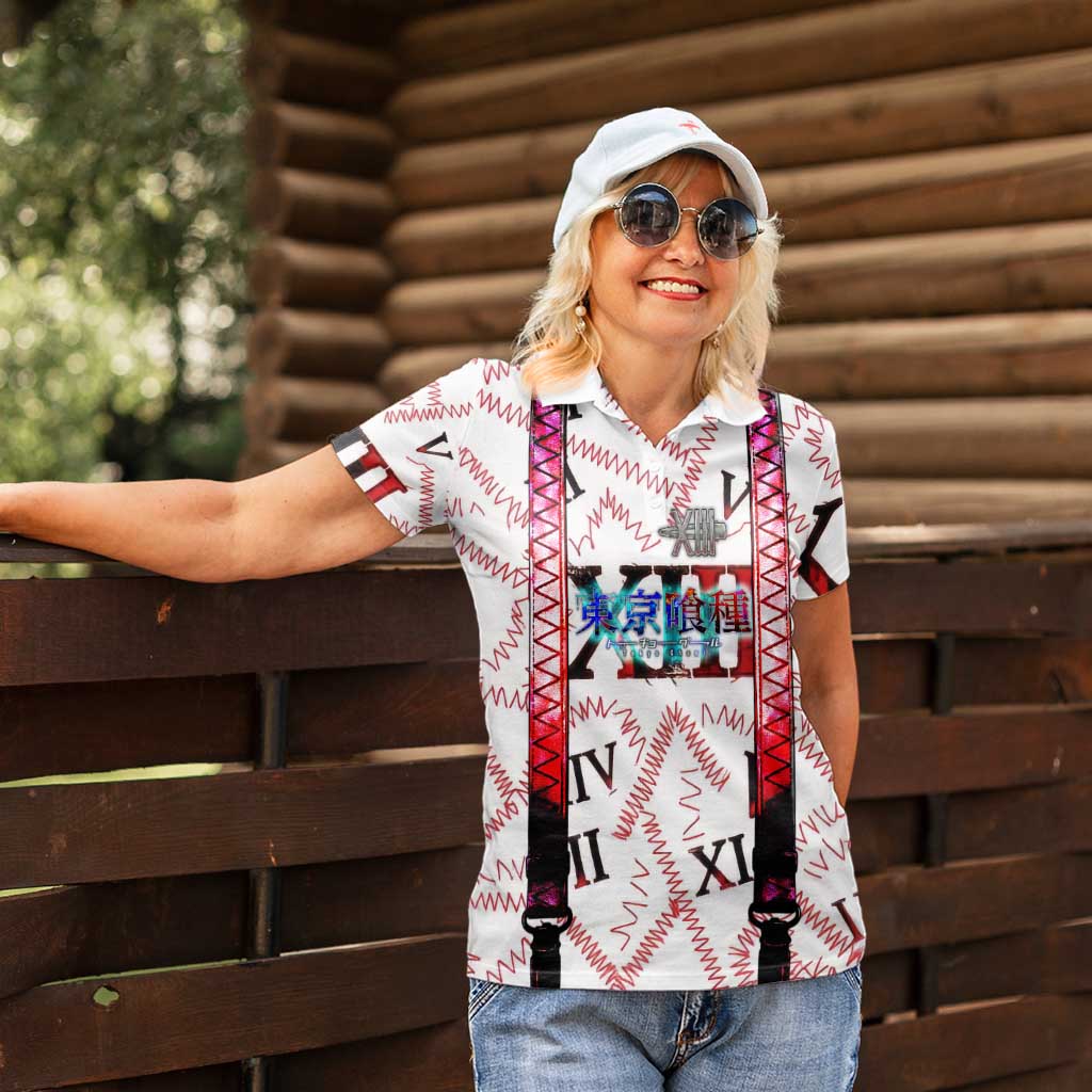 Juuzou Suzuya Tokyo Ghoul Women Polo Shirt Grunge Anime Style with Roman Numeral Motif