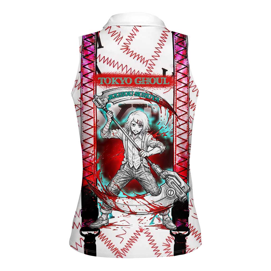 Juuzou Suzuya Tokyo Ghoul Women Sleeveless Polo Shirt Grunge Anime Style with Roman Numeral Motif