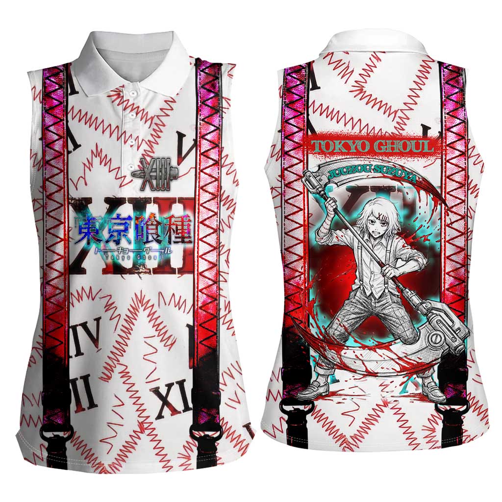 Juuzou Suzuya Tokyo Ghoul Women Sleeveless Polo Shirt Grunge Anime Style with Roman Numeral Motif
