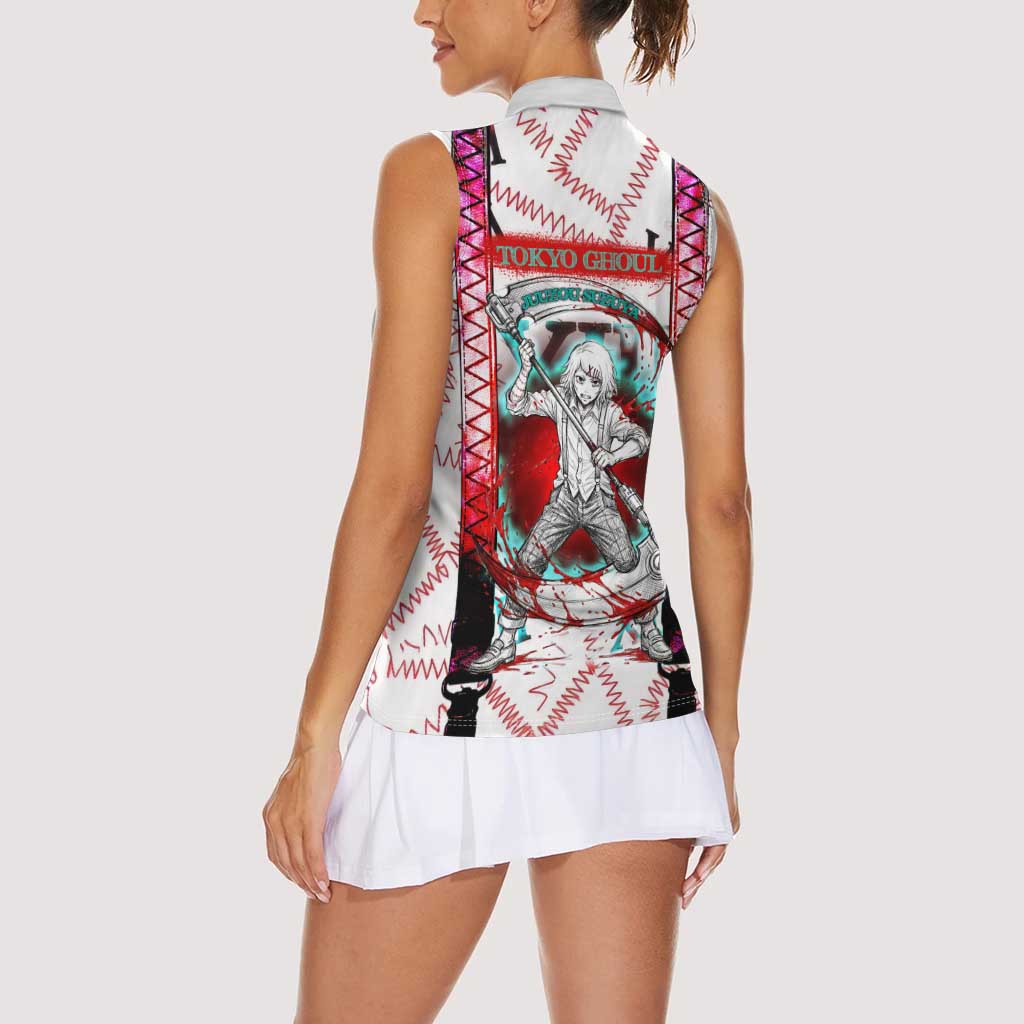 Juuzou Suzuya Tokyo Ghoul Women Sleeveless Polo Shirt Grunge Anime Style with Roman Numeral Motif