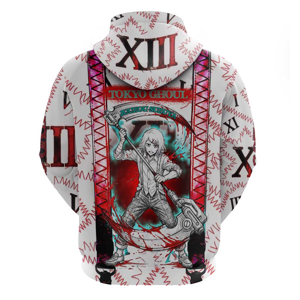Juuzou Suzuya Tokyo Ghoul Zip Hoodie Grunge Anime Style with Roman Numeral Motif