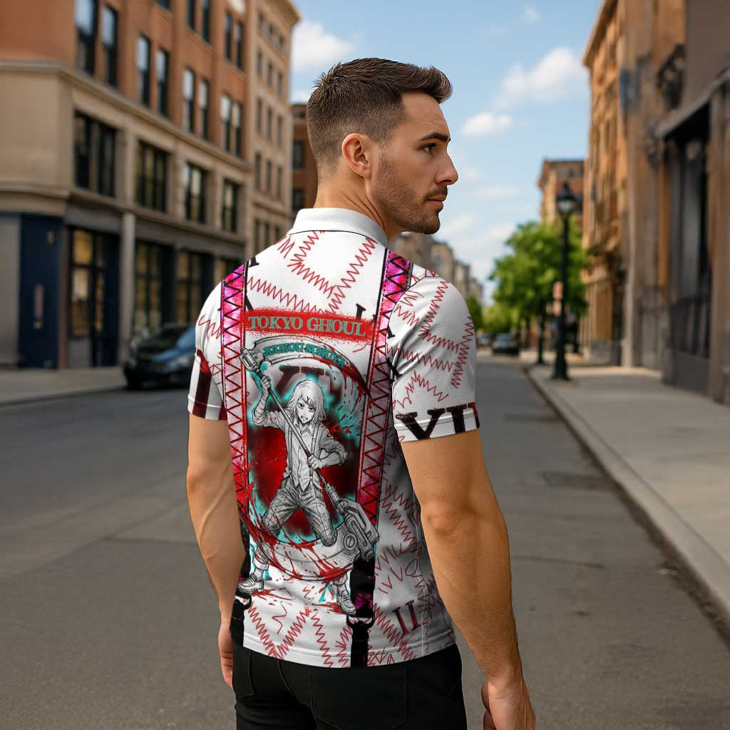 Juuzou Suzuya Tokyo Ghoul Zipper Polo Shirt Grunge Anime Style with Roman Numeral Motif