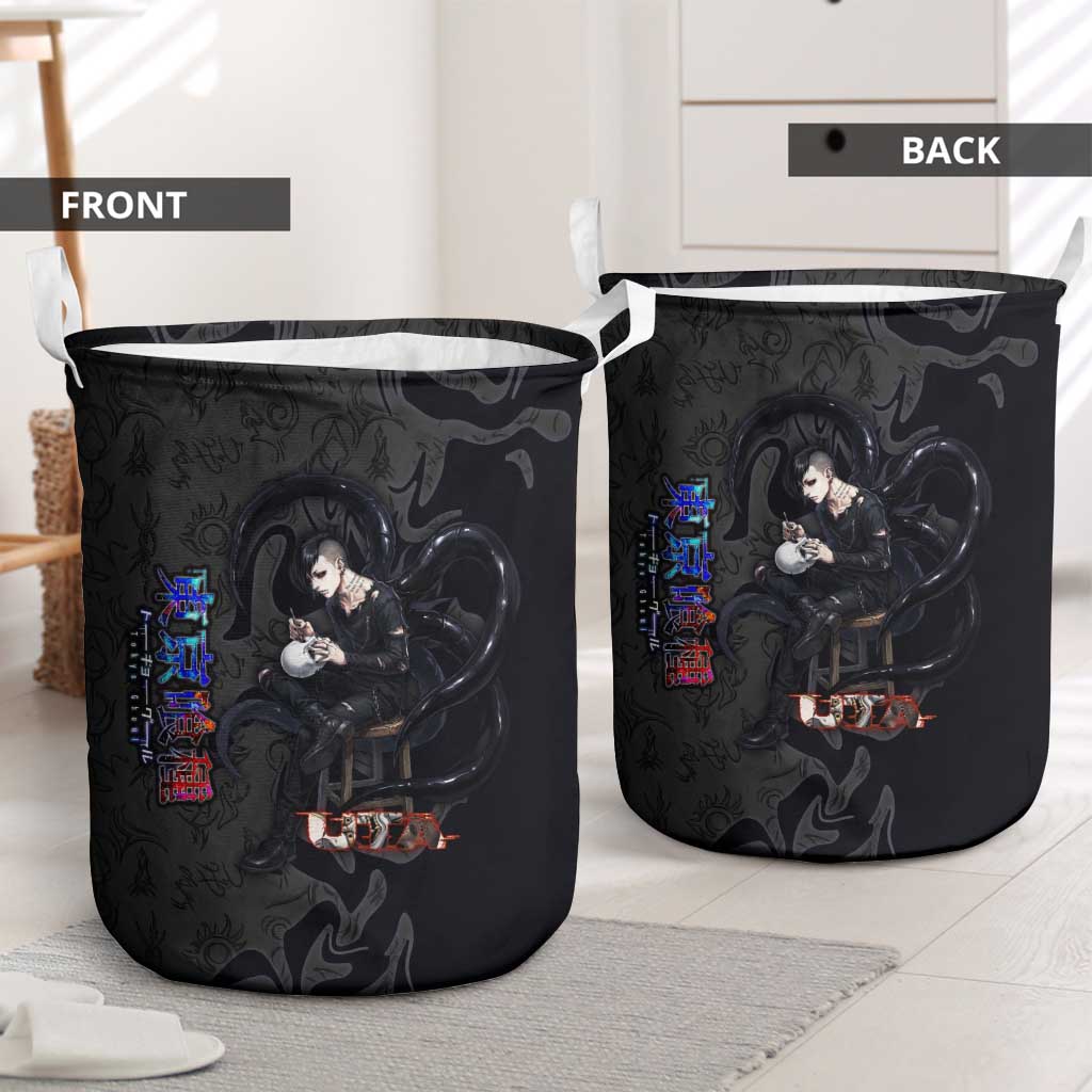 Uta Tokyo Ghoul Laundry Basket Dark Urban Tattoo Style with Oni Mask Elements