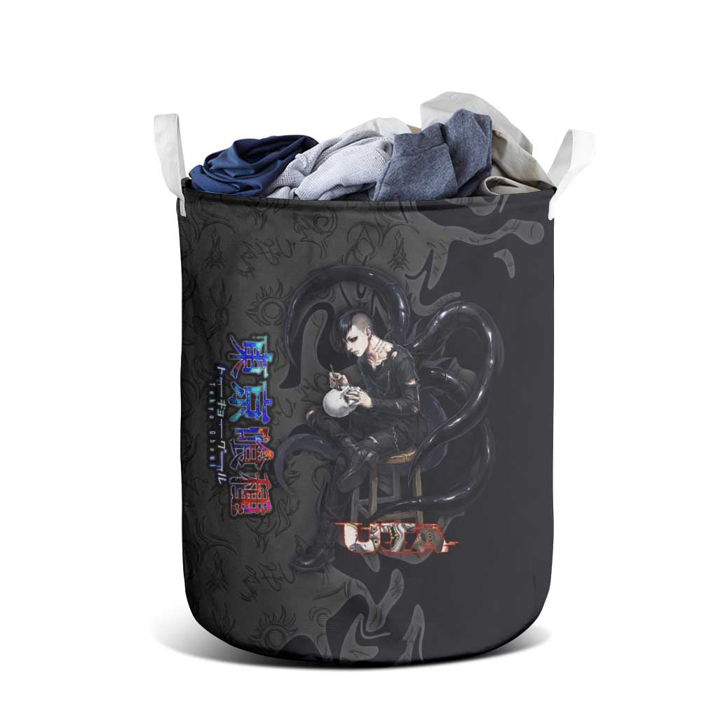 Uta Tokyo Ghoul Laundry Basket Dark Urban Tattoo Style with Oni Mask Elements