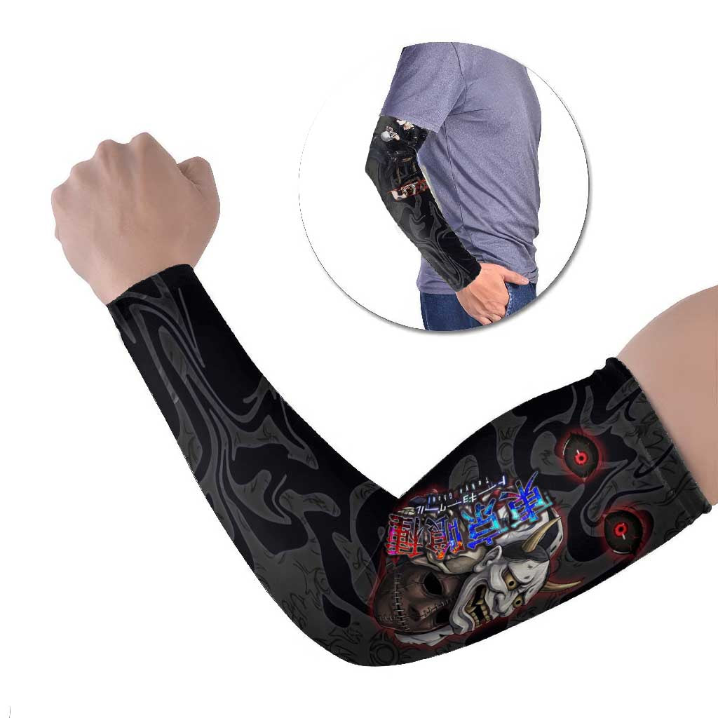 Uta Tokyo Ghoul Arm Sleeves Dark Urban Tattoo Style with Oni Mask Elements