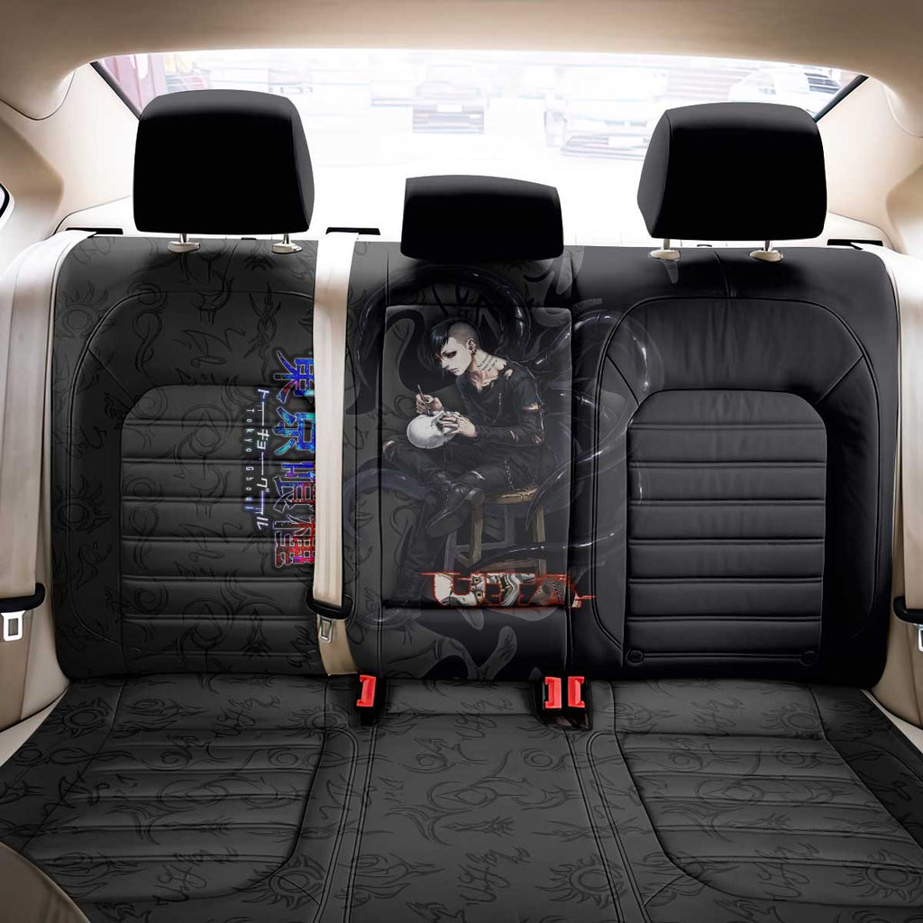 Uta Tokyo Ghoul Back Car Seat Cover Dark Urban Tattoo Style with Oni Mask Elements