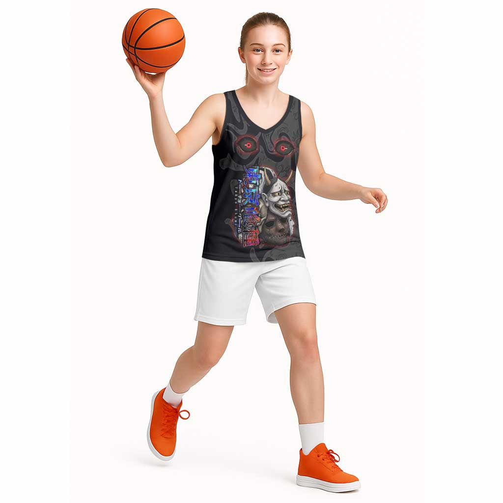 Uta Tokyo Ghoul Basketball Jersey Dark Urban Tattoo Style with Oni Mask Elements